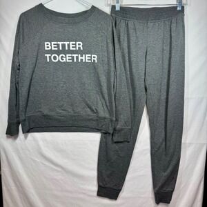 Family PJs Lounge Set Better Together Gray Pullover‎ Joggers Women's Sz XS